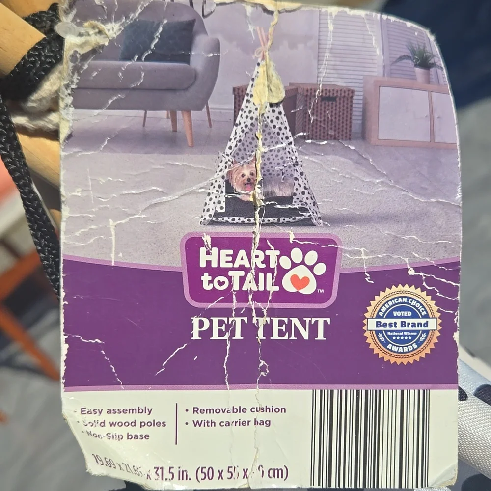Heaet To Tail Black/White Pet Tent NWT